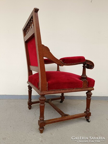 Antik ónémet bútor faragott fa kárpitozott karfás szék 1 darab karosszék 415 8419