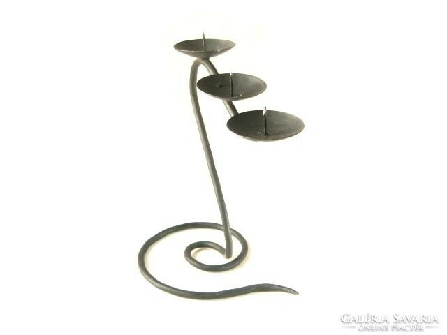 Wrought iron spiral three-pronged candlestick