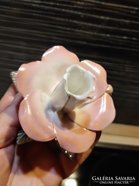 Rózsás porcelán gyertyatartó