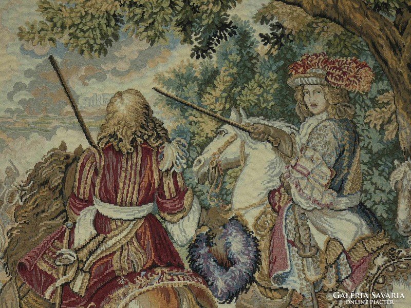 Beautiful battle scene, xiv. Tapestry depicting Lajos (Sun King).