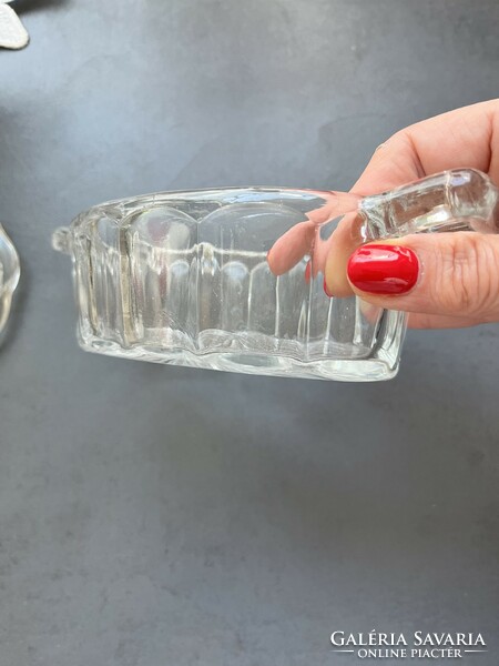 Wonderful old, larger transparent, pressed glass sugar container, bonbonnier