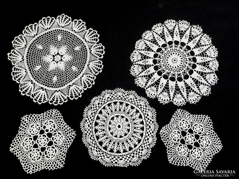 5 Pcs hand crocheted lace tablecloth size 5 15-26 cm