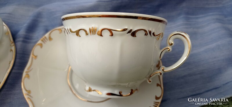 2 Rare, special, elegant, Zsolnay, tea cup, stainless steel baroque. Showcase.