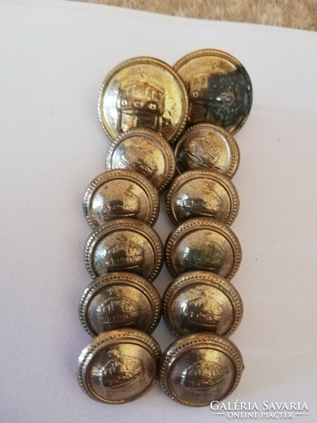 Old copper military buttons crown horthy buttons
