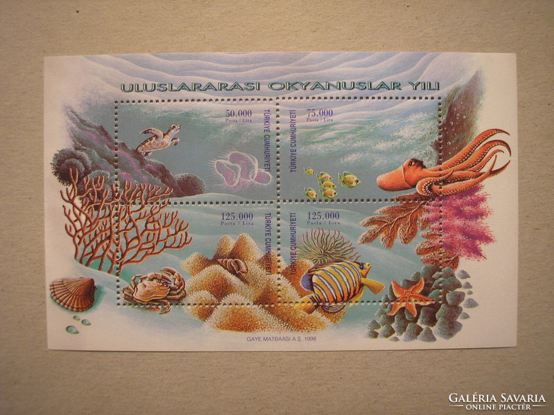 Fauna of Turkey, marine animals, fish, octopus block 1998