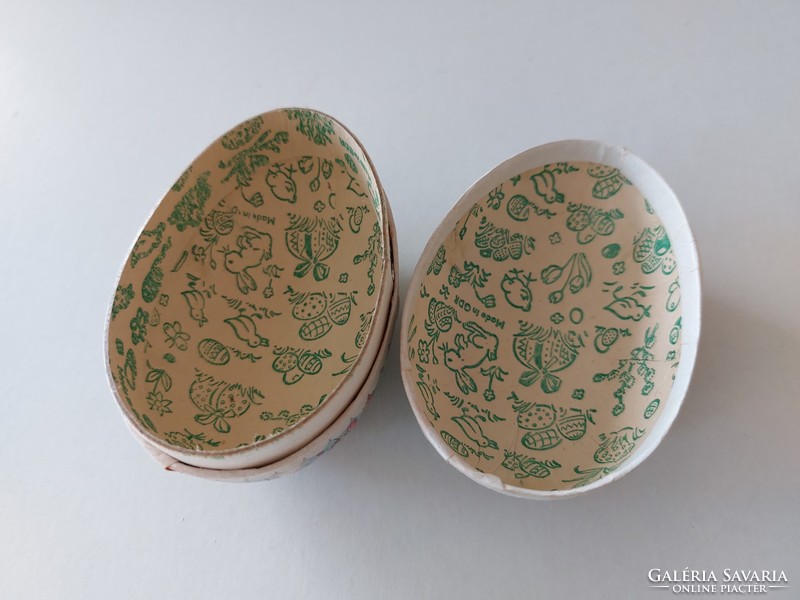 Retro papier-mâché Easter egg with school chick pattern