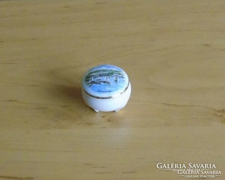Franciaország Gérardmer emlék pici porcelán arany szélű ékszertartó gyűrűtartó 3 cm (2/p)