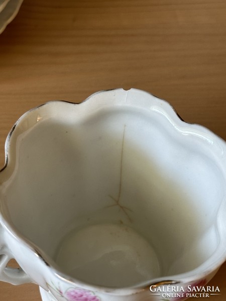 Antik Szecessziós porcelán teáskészlet, kézzel festett