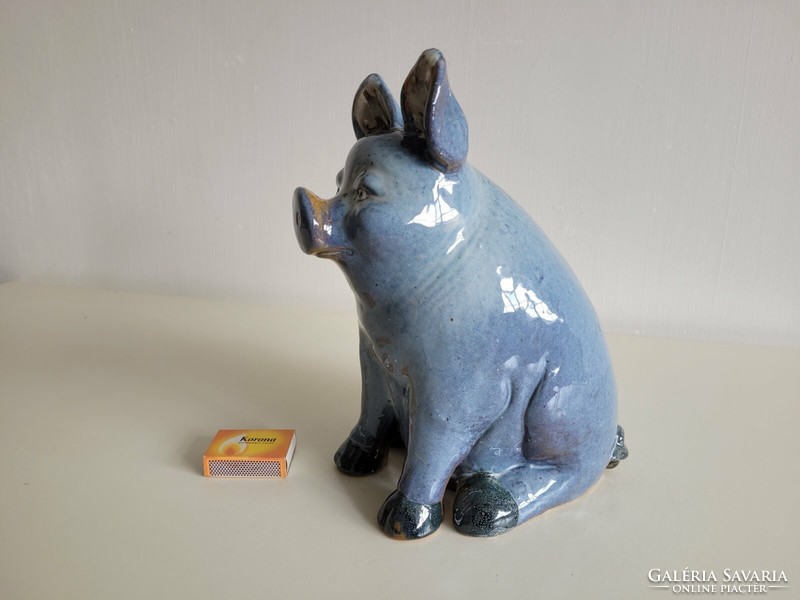 Blue ceramic pig decoration