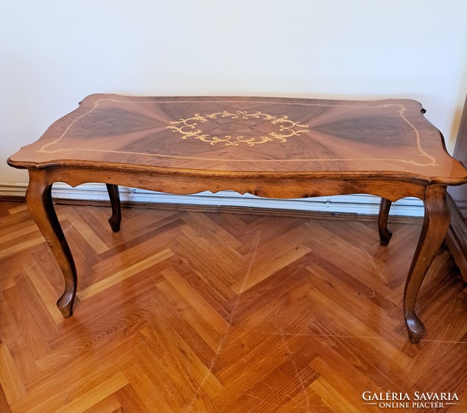 Neo-baroque marquetry salon table
