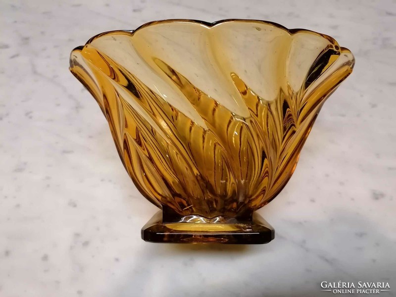 Rare antique art deco rudolf schrötter amber colored glass fruit serving bowl