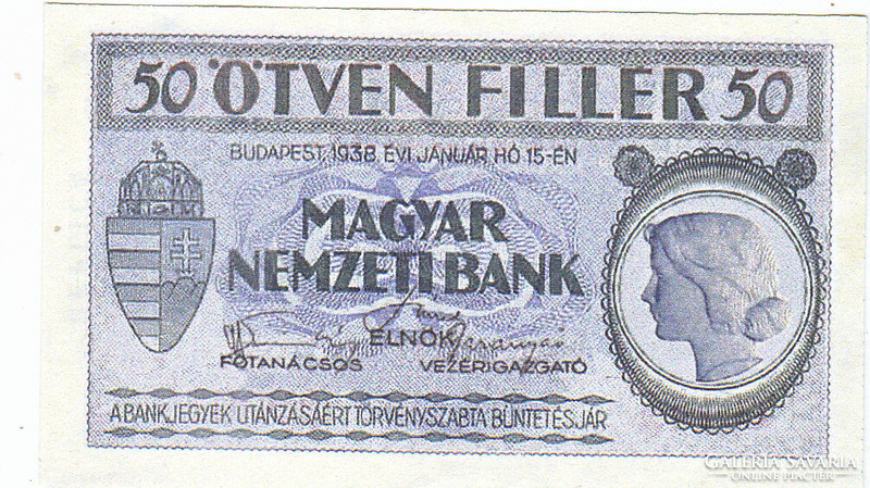 Magyarország 50 fillér REPLIKA 1938