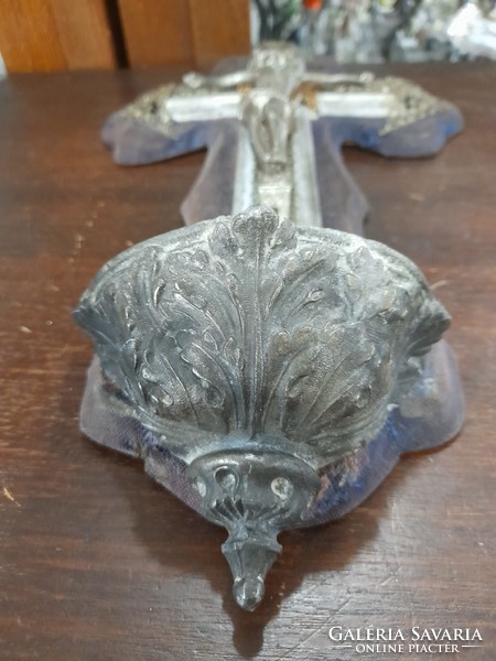Old crucifix with holy water container 40 cm.
