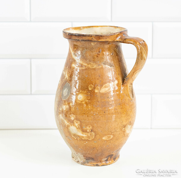 Old ceramic sherd with splashed glaze - jug, pitcher, scullery, folk art