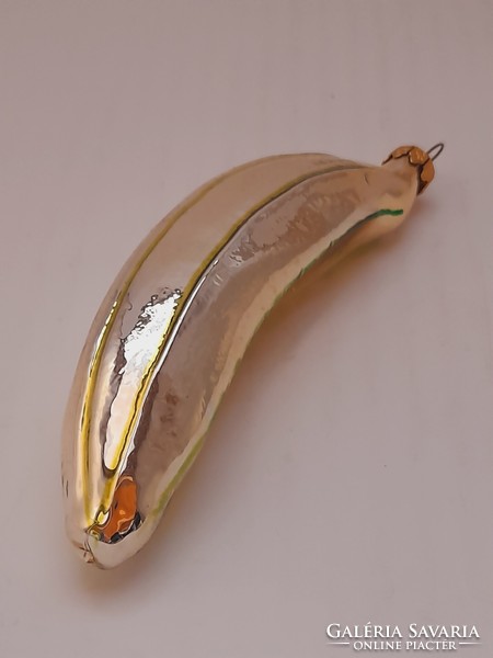 Üveg karácsonyfa dísz, banán, 12 cm