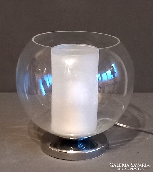 Glass sphere chrome vintage table lamp negotiable art deco design