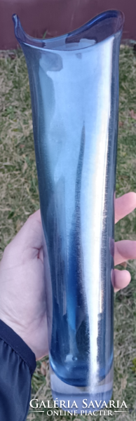Iridescent blue glass vase (35 cm)