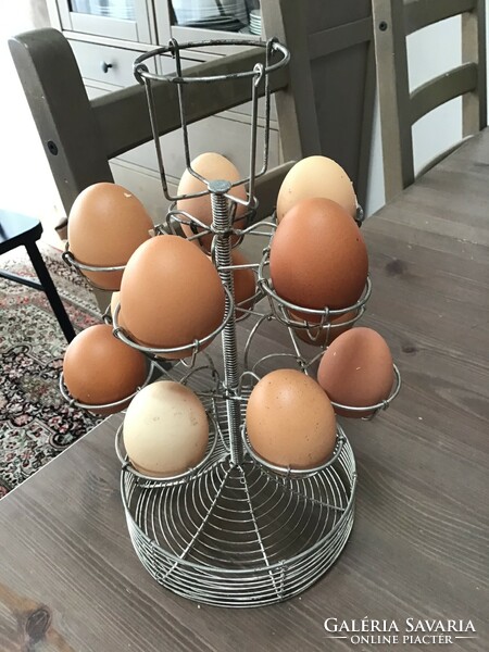 Old French bistro metal egg holder table stand