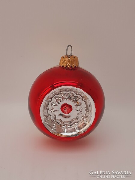 Üveg karácsonyfa dísz, reflexes gömb, 6 cm