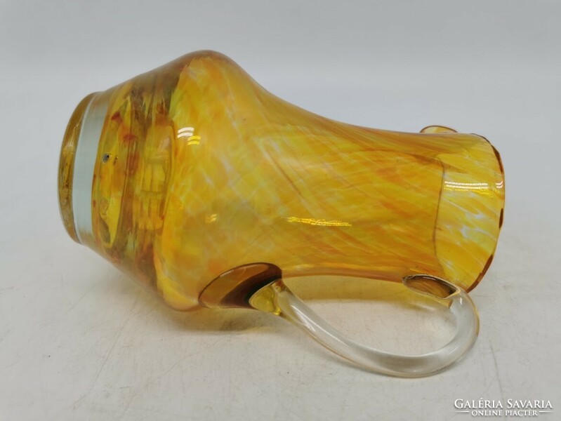 Keresztelő kancsó, szakított üveg kis kancsó, színes üvegből, 11 cm