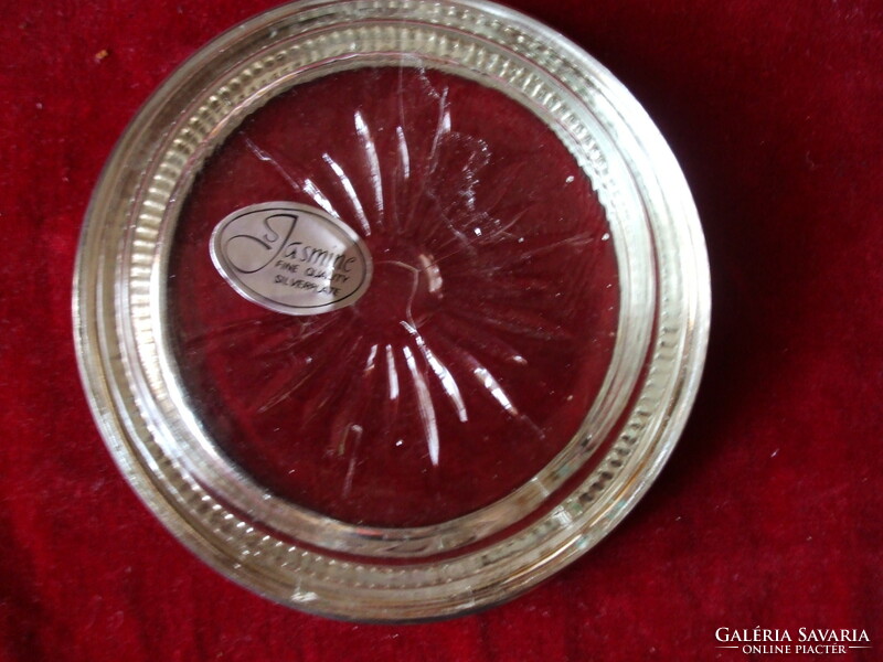 Crystal, silver-plated Australian ashtray, unused