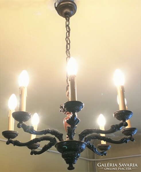 Antique, 8-branch bronze chandelier, in good condition