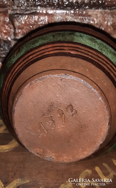 Antique glazed earthenware jug 1793'