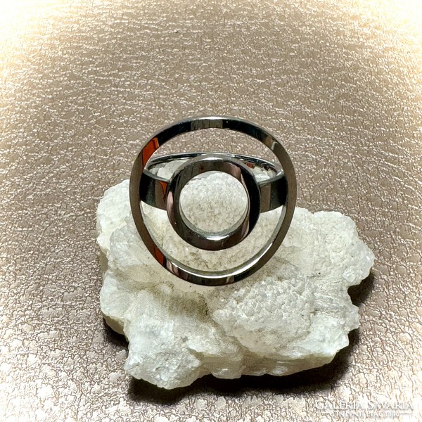 Modern acél gyűrű, geometria mintás gyűrű, modern acél ékszer: 54 mm körméret