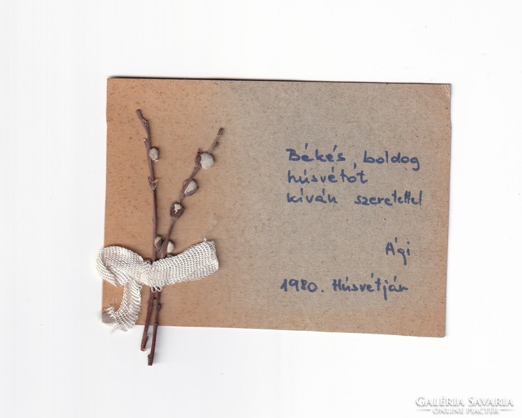 H:36 Húsvéti Üdvözlő kártya-képeslap (saját készítésű barkával)