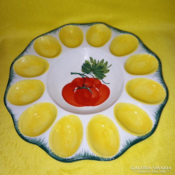 Italian, numbered, ceramic, egg holder, egg serving bowl.