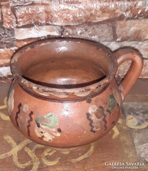 Antique glazed earthenware jug 1793'