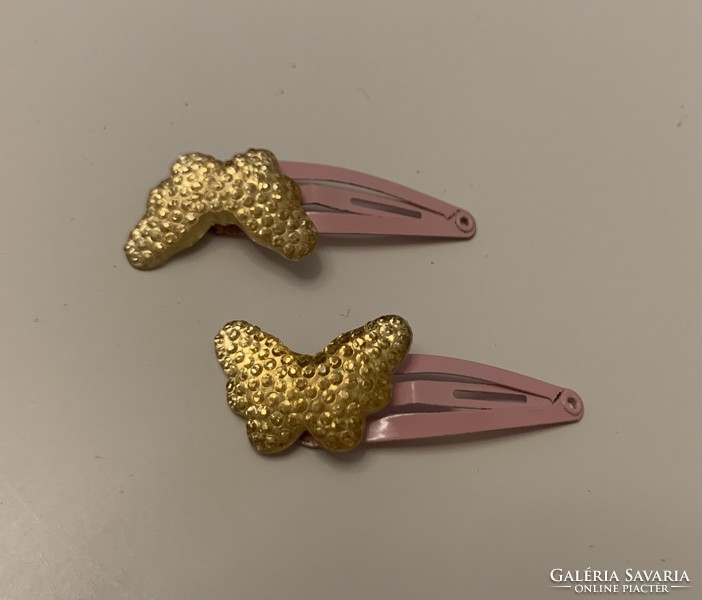 2 Pcs gold stone glitter jeweled butterfly butterfly butterfly hair clip hair clip clip hair clip