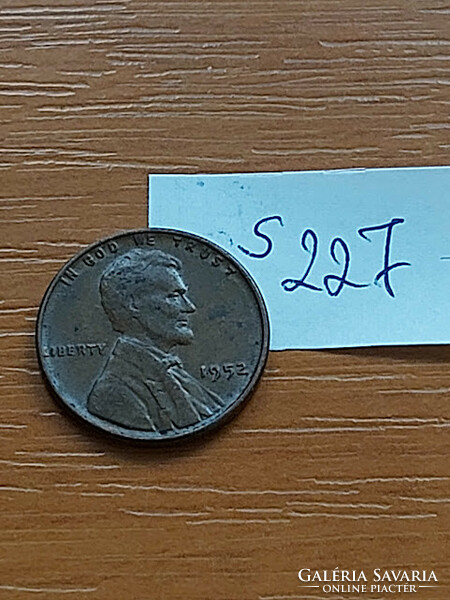 USA 1 CENT 1952  Kalászos penny, Lincoln, BRONZ   S227