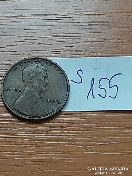 USA 1 CENT 1910  Kalászos penny, Lincoln, BRONZ  S155