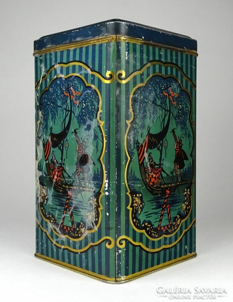 1Q631 old large tea tin box tea herb box 23.5 Cm