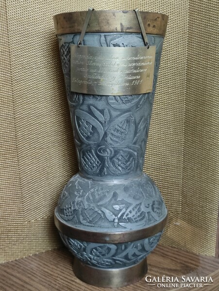 Special Polish ceramic glazed metal vase professional award from the legacy of the photographer 