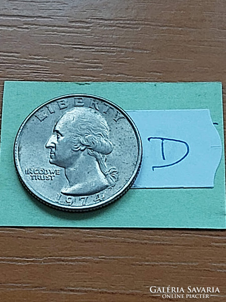 USA 25 cents 1/4 dollar 1974 quarter copper copper nickel george washington #d