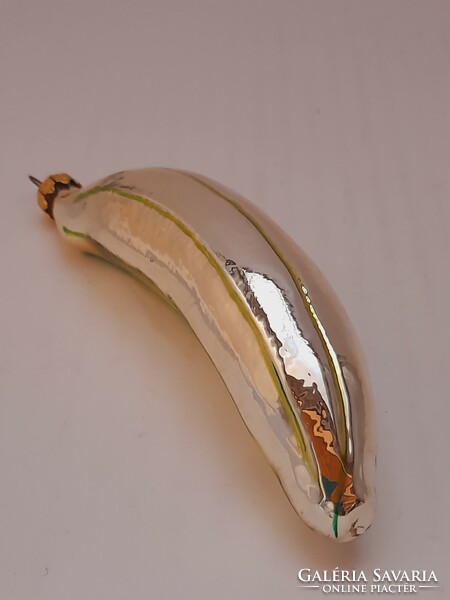 Üveg karácsonyfa dísz, banán, 12 cm