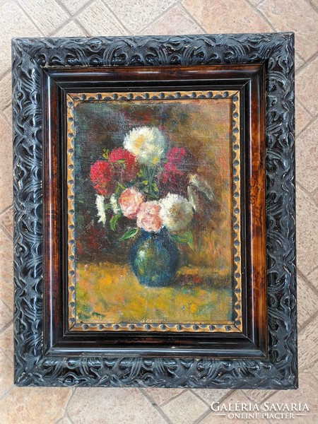 Attributed to József Koszta (1861-1949) _ flower still life - oil / canvas painting