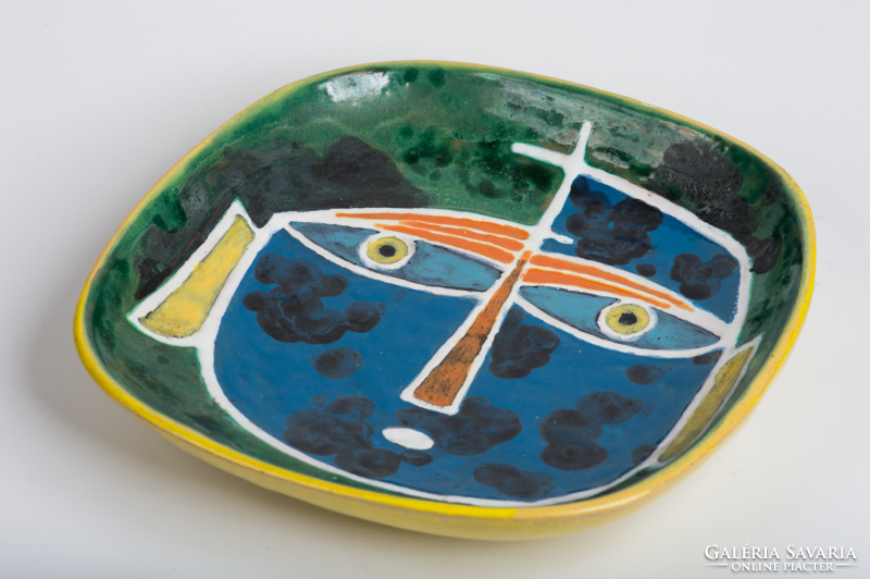 Ferenc Pál modernist abstract ceramic bowl - cubist style