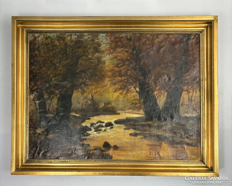 Zólyomi remecz László - autumn forest with stream - 60 x 80 - oil