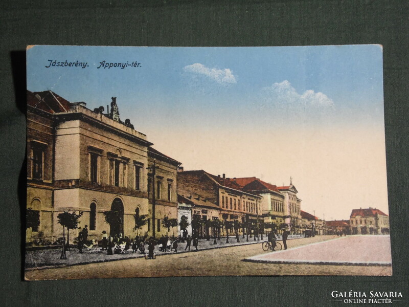 Képeslap, Jászberény, Apponyi tér részlet 1918