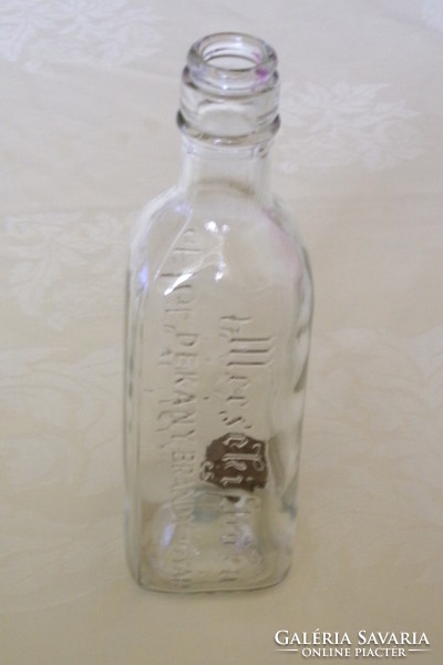 Mecseki Itóka és Dékány Brandy Gyár Geiger Kálmán Pécs üveg palack 6x6x19, 5 cm