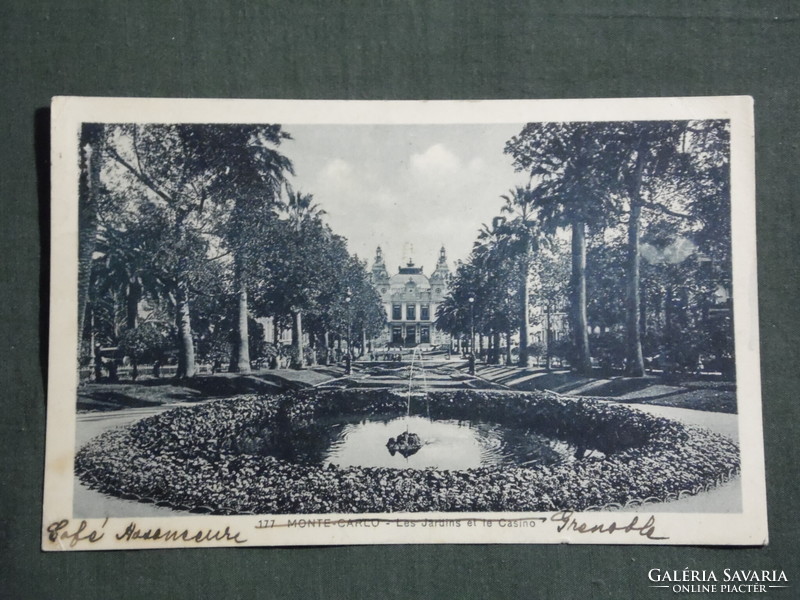 Postcard, France, monte carlo les jardins et te casino, monaco, casino park detail