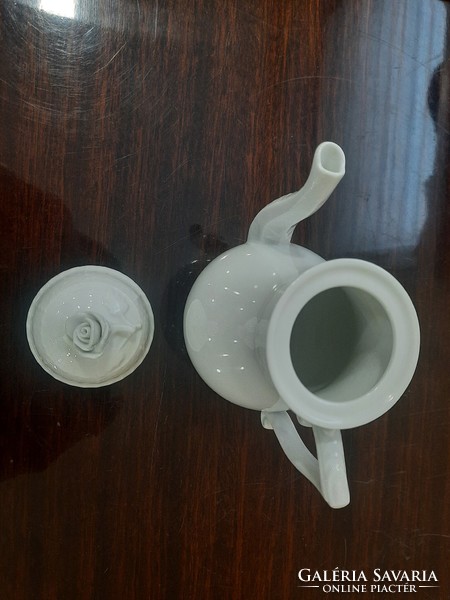 Fehér Herendi porcelán kávés kanna, kávé kiöntő