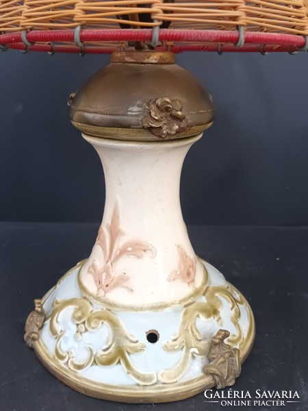 Antique ceramic lamp with reed shade