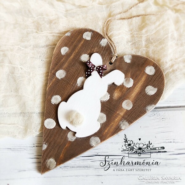 Hanging heart - polka dot bunny - limited edition