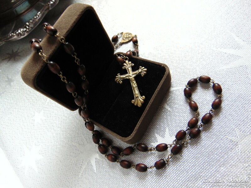 Rosary made of rosewood with a copper cross
