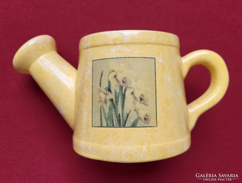 Kerámia porcelán öntöző kanna locsoló nárcisz virág mintával váza húsvéti tavaszi nyári dekoráció
