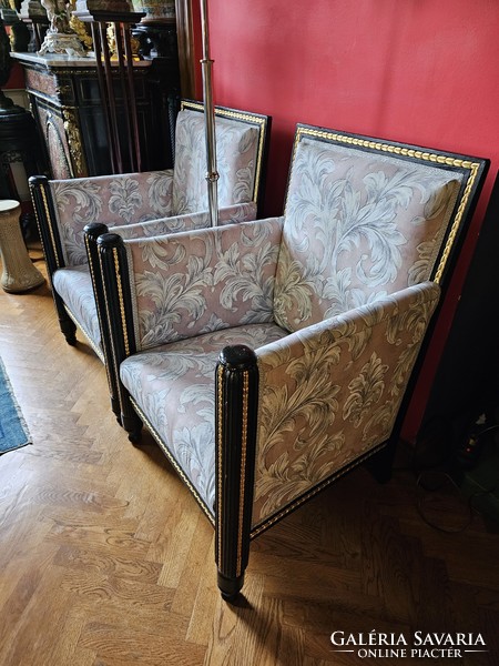 Pair of French art deco - neoempire armchairs